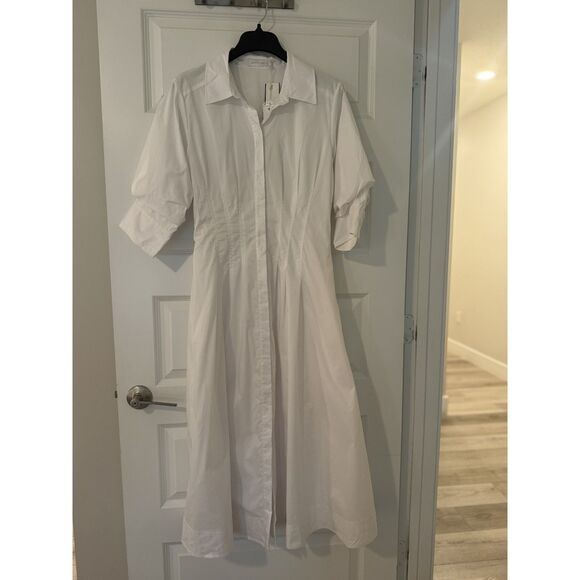 SIMKHAI Jazz Core Cotton Poplin Pintuck Midi-Dress - Picture 3 of 12